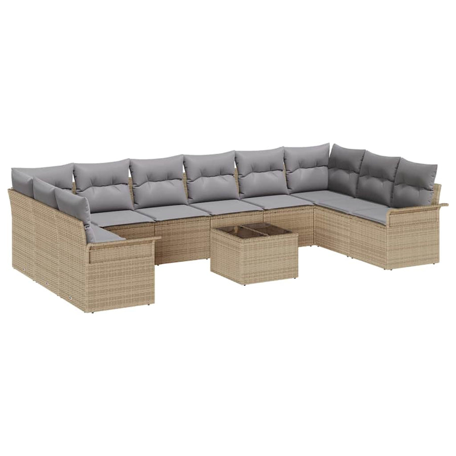 Tuin Sofa Set met opslag 11 pcs Zwart poly rattan