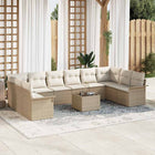 Garden Sofa Set with Cushion and Storage 11 pcs Brown Poly Rattan