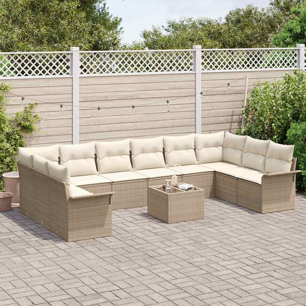 Tuin Sofa Set met kussen met opslag 11 pcs Bruin Poly riet