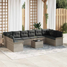 Tuin Sofa Set met kussen met opslag 11 pcs Grijs Poly riet