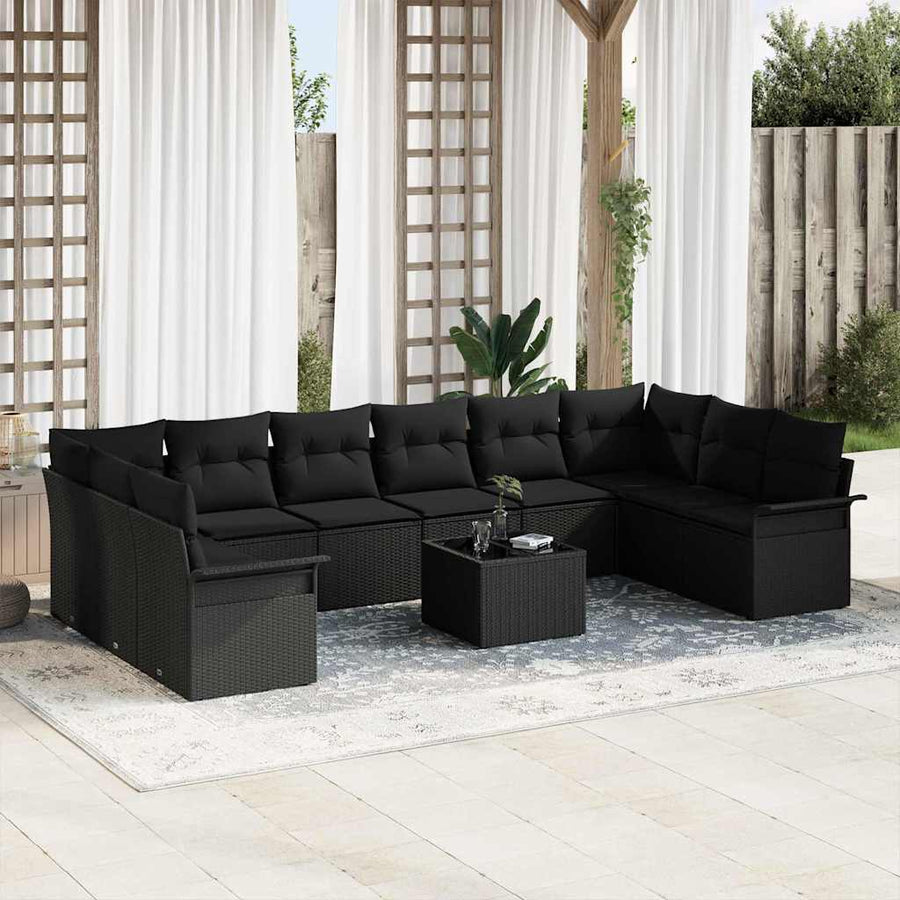 Tuin Sofa Set met kussen met opslag 11 pcs Beige Poly riet