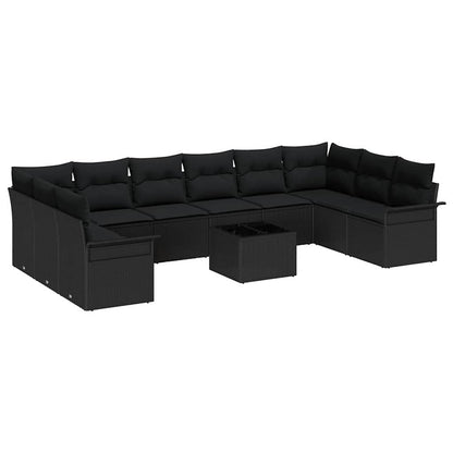 Tuin Sofa Set met kussen met opslag 11 pcs Beige Poly riet