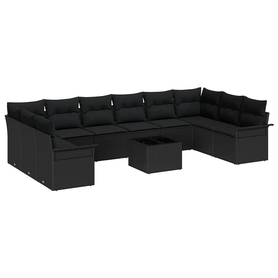 Tuin Sofa Set met kussen met opslag 11 pcs Beige Poly riet
