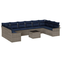 Tuin Sofa Set met opslag 11 pcs Grijs poly rattan