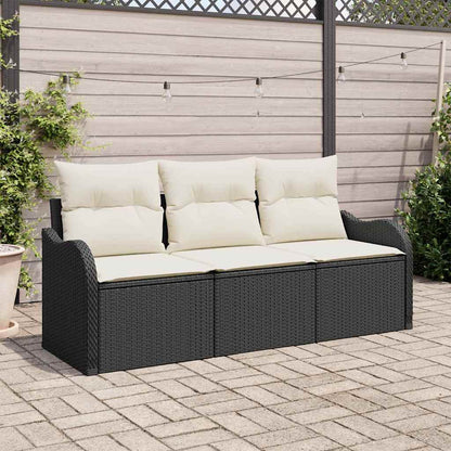 Tuin Sofa Set met kussen met opslag 3 pcs Zwart Poly riet