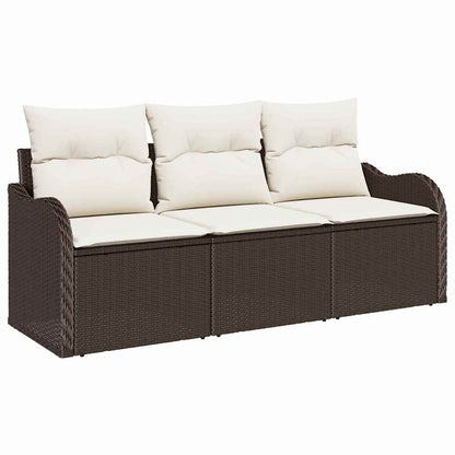 Tuin Sofa Set met kussen met opslag 3 pcs Bruin Poly riet
