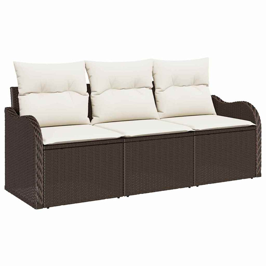 Tuin Sofa Set met kussen met opslag 3 pcs Bruin Poly riet