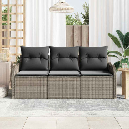 Tuin Sofa Set met kussen met opslag 3 pcs Grijs Poly riet