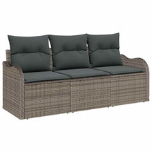 Tuin Sofa Set met kussen met opslag 3 pcs Grijs Poly riet