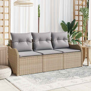 Tuinbankset poly riet 3-delig beige