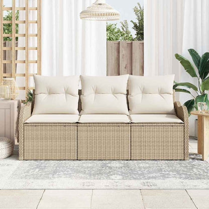 Tuin Sofa Set met kussen met opslag 3 pcs Beige Poly riet