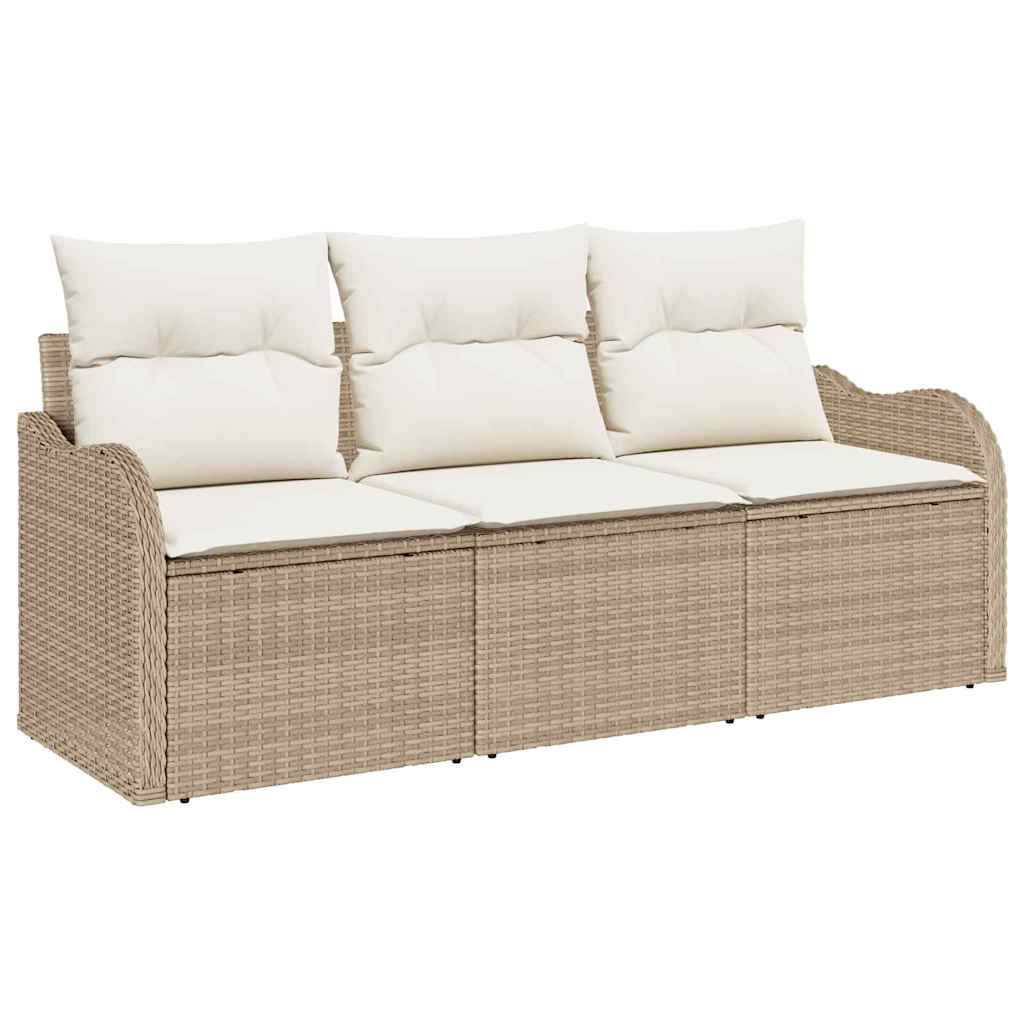 Tuin Sofa Set met kussen met opslag 3 pcs Beige Poly riet