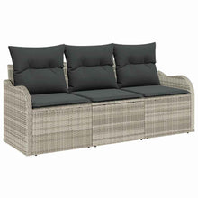 Tuin Sofa Set met kussen met opslag 3 pcs Lichtgrijs Poly riet