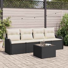 Tuin Sofa Set met opslag 5 pcs Zwart en Crème poly rattan