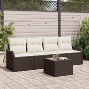 Tuin loungeset poly rattan bruin 5-delig