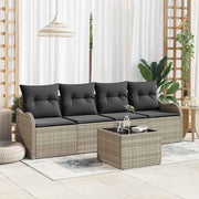 Tuinset poly rattan licht grijs donker grijs