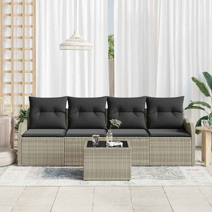 Tuin Sofa Set met kussen 5 pcs Licht Grijs en Donker Grijs