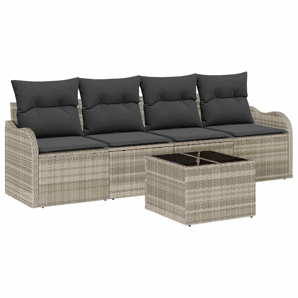 Tuin Sofa Set met kussen 5 pcs Licht Grijs en Donker Grijs