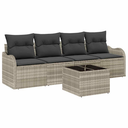 Tuin Sofa Set met kussen 5 pcs Licht Grijs en Donker Grijs