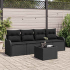 Tuin loungeset 5-delig poly rattan zwart