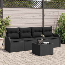 Tuin Sofa Set met opslag met kussen 5 pcs Zwart poly rattan
