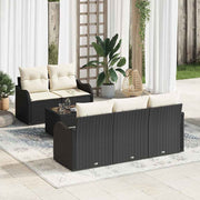 Loungeset poly rattan 6-delig zwart crème