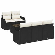 Tuin Sofa Set 6 pcs Zwart en Crème Poly rattan, staal en glas