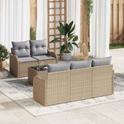 Tuinset poly rattan 6-delig beige grijs