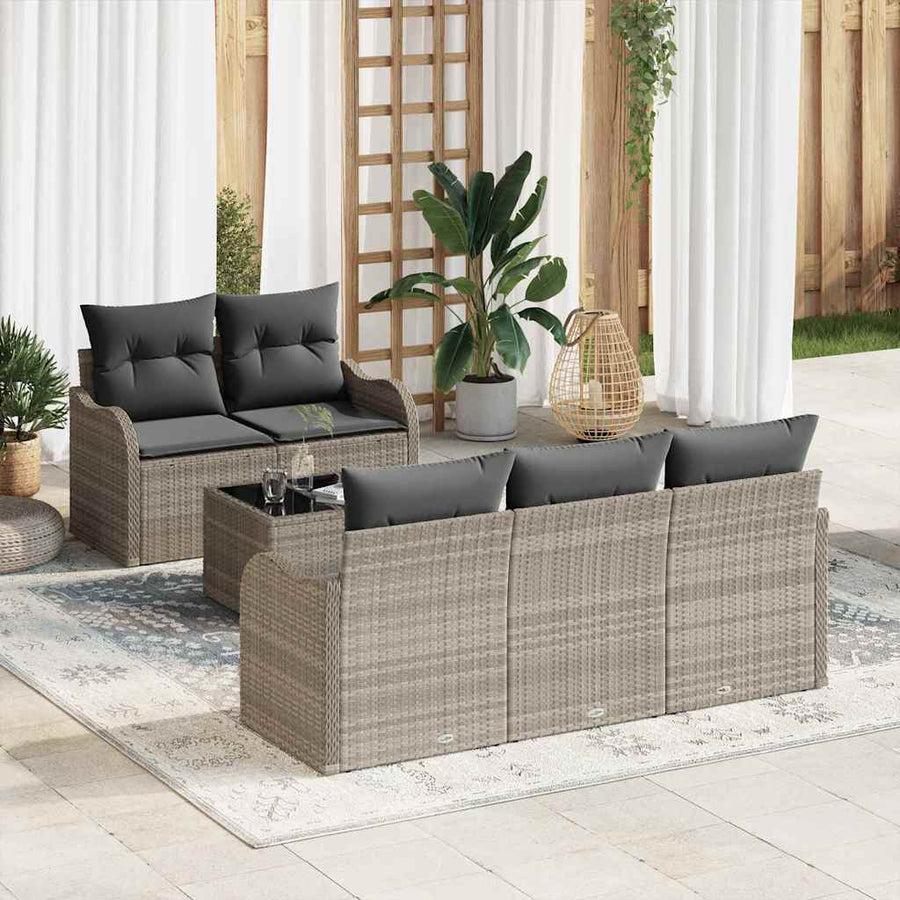Tuin Sofa Set met kussen 6 pcs Licht Grijs en Donker Grijs