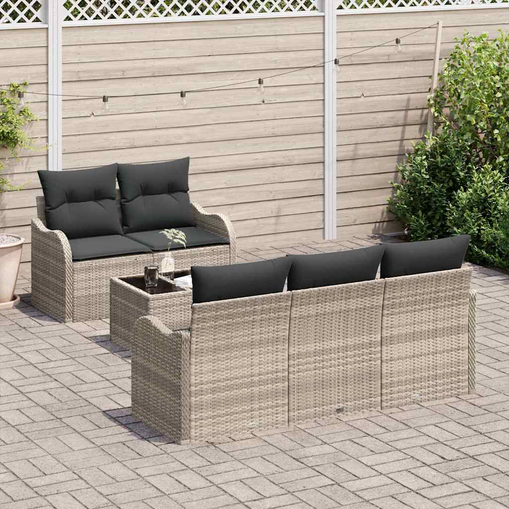 Tuin Sofa Set met kussen 6 pcs Licht Grijs en Donker Grijs