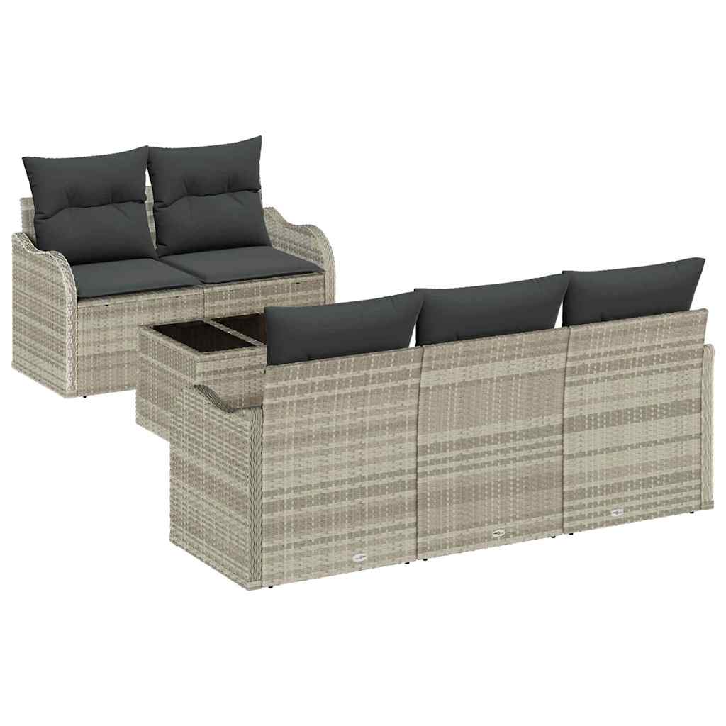 Tuin Sofa Set met kussen 6 pcs Licht Grijs en Donker Grijs