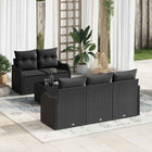 Loungeset poly rattan 6-delig zwart