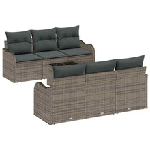 Tuin Sofa Set met kussen 7 pcs Grijs Poly rattan, staal en glas