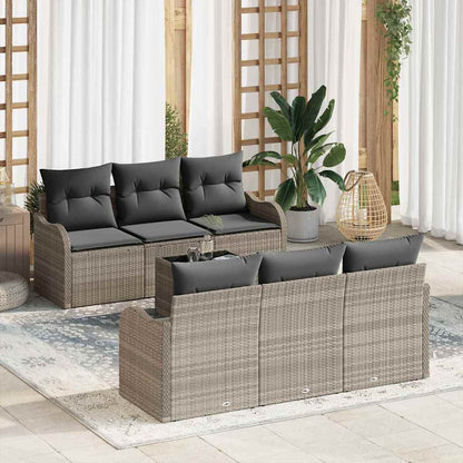 Tuin Sofa Set met kussen 7 pcs Licht Grijs en Donker Grijs