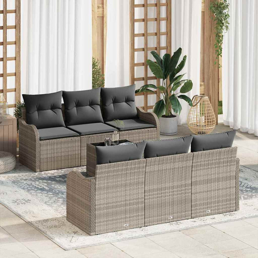 Tuin Sofa Set met kussen 7 pcs Licht Grijs en Donker Grijs