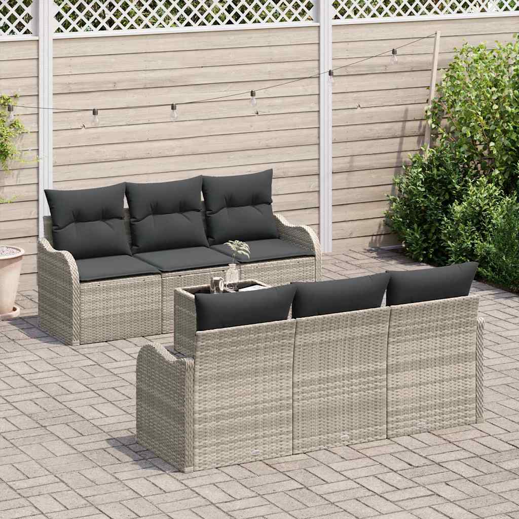 Tuin Sofa Set met kussen 7 pcs Licht Grijs en Donker Grijs