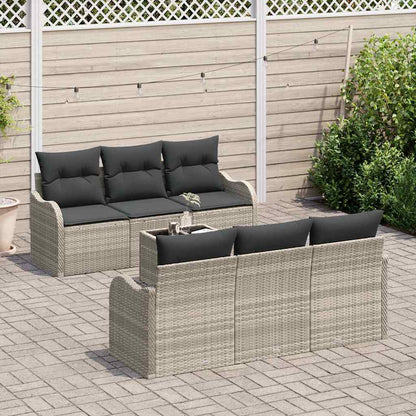 Tuin Sofa Set met kussen 7 pcs Licht Grijs en Donker Grijs