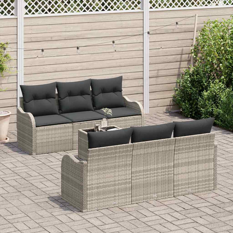 Tuin Sofa Set met kussen 7 pcs Licht Grijs en Donker Grijs