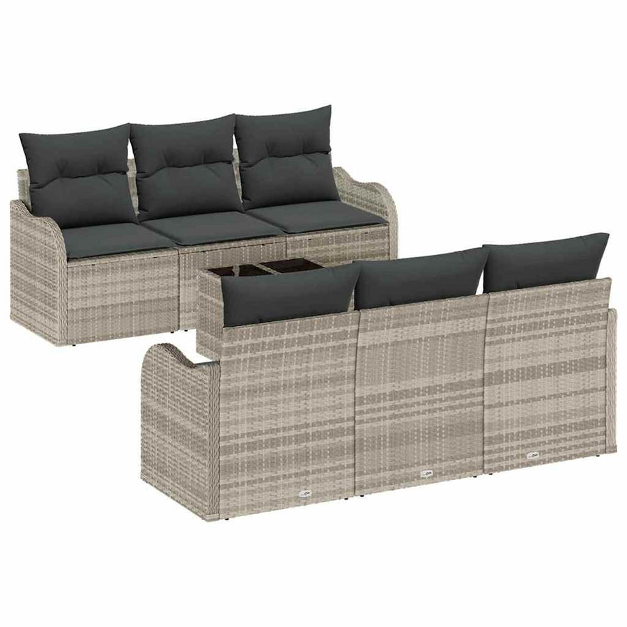 Tuin Sofa Set met kussen 7 pcs Licht Grijs en Donker Grijs