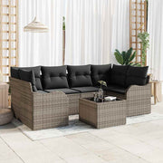 Tuinset poly rattan grijs 7-delig