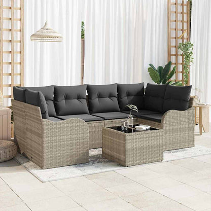Tuin Sofa Set met kussen 7 pcs Licht Grijs en Donker Grijs
