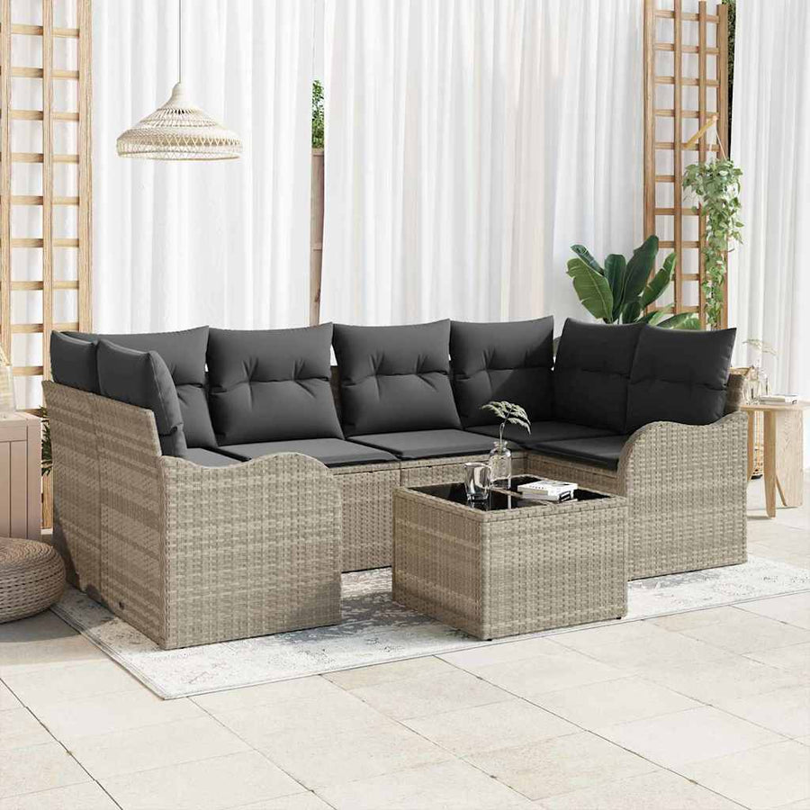 Tuin Sofa Set met kussen 7 pcs Licht Grijs en Donker Grijs
