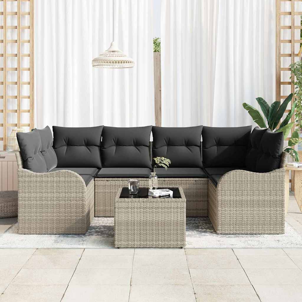 Tuin Sofa Set met kussen 7 pcs Licht Grijs en Donker Grijs