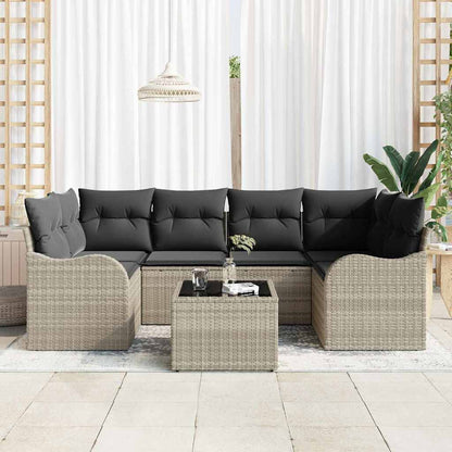 Tuin Sofa Set met kussen 7 pcs Licht Grijs en Donker Grijs