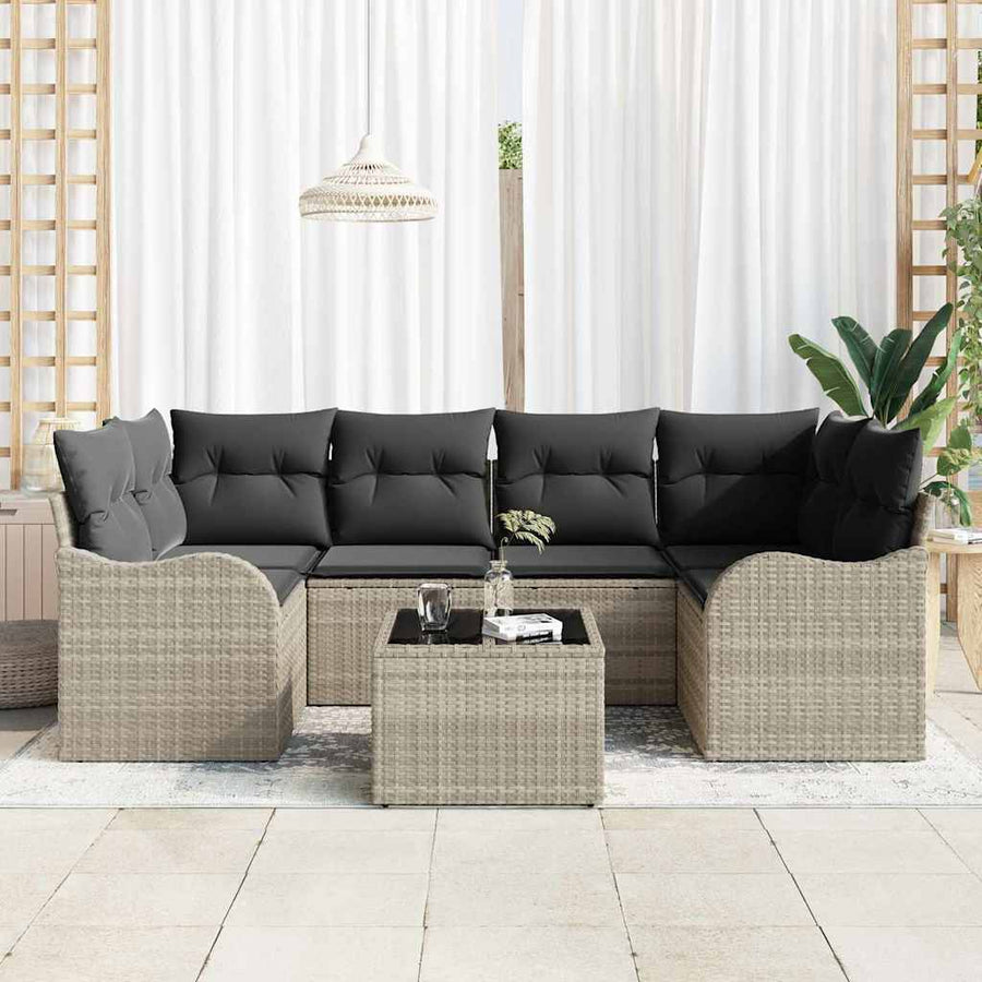 Tuin Sofa Set met kussen 7 pcs Licht Grijs en Donker Grijs