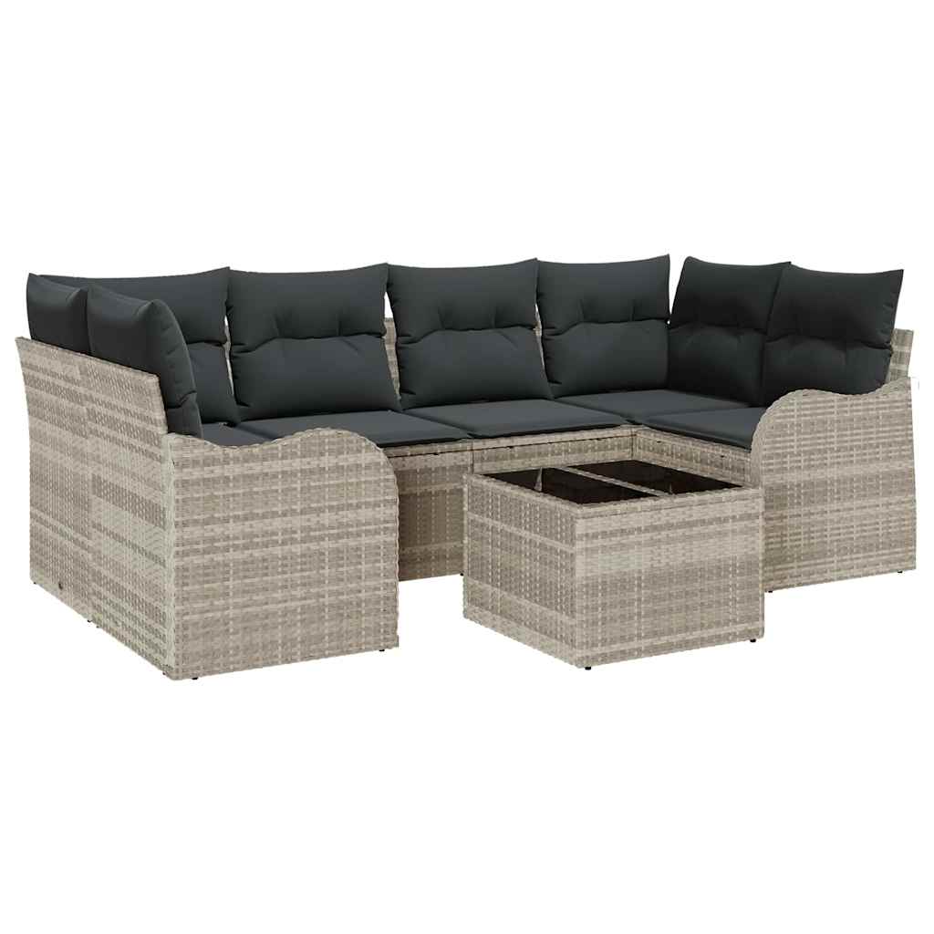 Tuin Sofa Set met kussen 7 pcs Licht Grijs en Donker Grijs