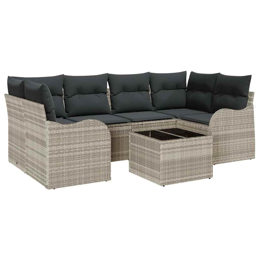 Tuin Sofa Set met kussen 7 pcs Licht Grijs en Donker Grijs