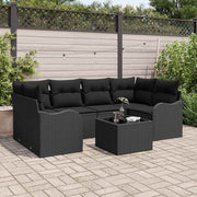 Tuinset 7-delig polyrattan zwart