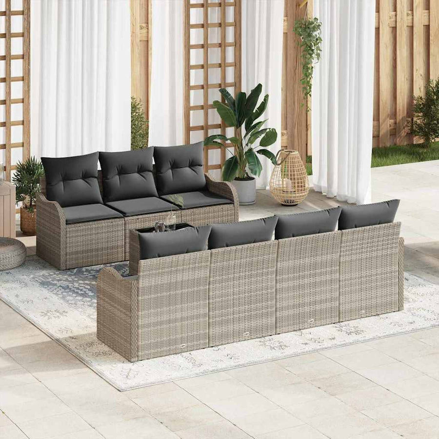 Tuin Sofa Set met kussen 8 pcs Licht Grijs en Donker Grijs