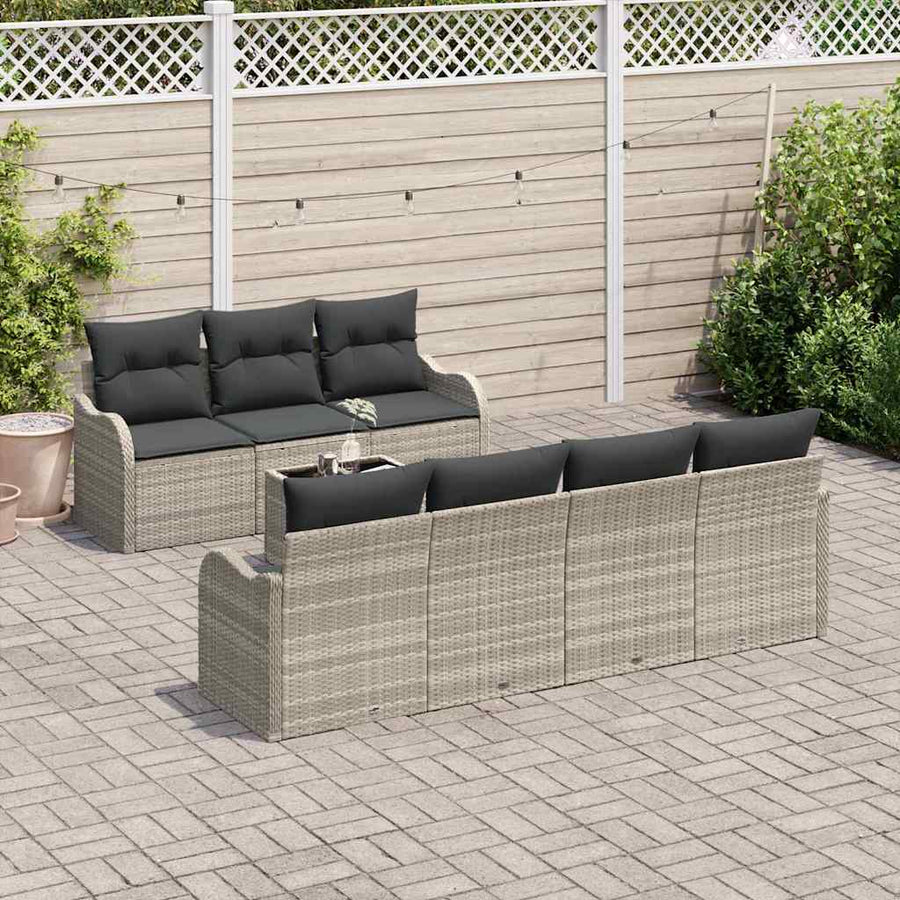 Tuin Sofa Set met kussen 8 pcs Licht Grijs en Donker Grijs